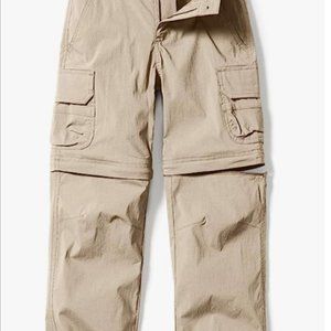 CQR Youth Hiking Convertible Zip Off Cargo Pants UPF 50+Quick Dry 14-16 Khaki